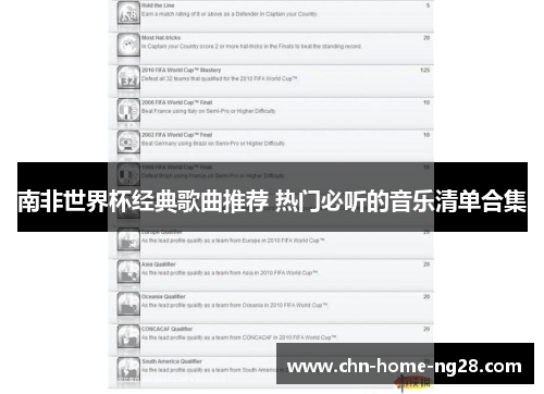 南非世界杯经典歌曲推荐 热门必听的音乐清单合集 南非世界杯经典歌曲推荐 热门必听的音乐清单合集